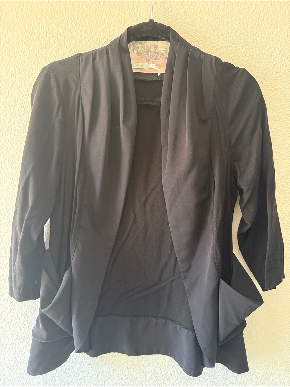 Kimchi Blue Black Open-Front Draped Blazer